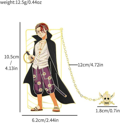 One Pieces Anime Luffy Shanks Uta Book Mark - Brass Metal Bookmark, Stationery School Supplies, Gift for Book Lover, Friends, Anime Fans Collection (Set-3)