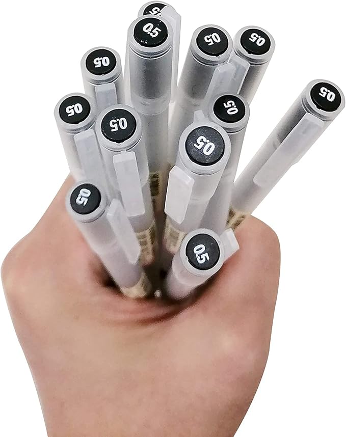 Japanese Style Gel Ink Pens 0.5mm Black Fine Ballpoint Maker Pen for Office School Stationery Supply,Pack of 12,Black