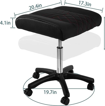 Frassie Footrest Stool Under Desk Mobile Gaming Foot Stool, Multi-use Height Adjustable Rolling Swivel Stool Heavy Duty Ergonomic Foot Stool with Wheels