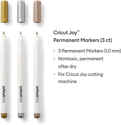 Cricut Joy Permanent Metallic Markers 1.0 mm, Gold/Silver/Copper (3 ct), Multicolor