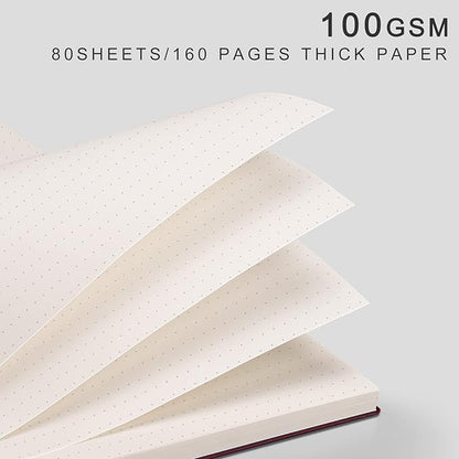 EMSHOI Dotted Journal Spiral Notebook 7.48" x 10.15" - 2 Pack 320 Pages 100gsm Thick Paper, B5 Dot Grid Notebook, Plastic Hardcover Journals for Writing Drawing Women Men Work School Supplies