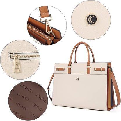 CLUCI Briefcase for Women Leather Laptop 15.6 Inch Business Ladies Work Computer Tote Bags