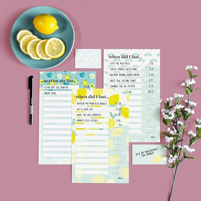 M.C. Squares Reusable, Erasable Household Reminders and Sticky Notes with Smudge-Free Tackie Marker | Cling to Stainless Steel & Glass | USA Made