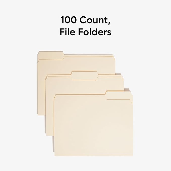 Smead File Folder, 1/3-Cut Tab, Assorted Positions, Letter Size, Manila, 100 per Box (10330)