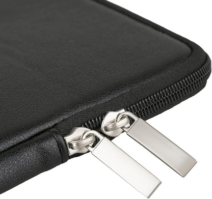 RAINYEAR 13.3 Inch Laptop Sleeve Soft PU Leather Case Water Resistant Padded Zipper Cover Protective Carrying Bag Compatible with 13.3" Notebook Computer Chromebook(Black)