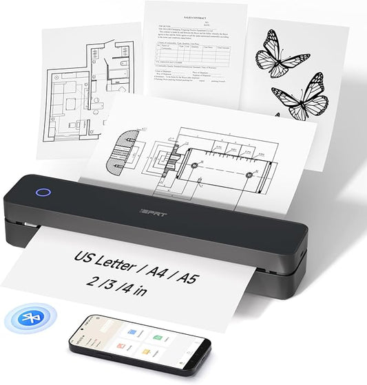 iDPRT Portable-Printer Wireless for Travel, Bluetooth Thermal Printer Support 8.5" x 11" US Letter&A4&A5 Size,300DPI Inkless Printers for Home Use,Compatible with Android and iOS Phone&Laptop,Black