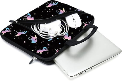 11.6" 12.2 inches Laptop Sleeve Chromebook Case Ultrabook Case Notebook Sleeve Tablet Case Neoprene Handle Sleeve for Men Women, Two Pockets Fit Apple MacBook Air Samsung Acer HP DELL(Unicorn)