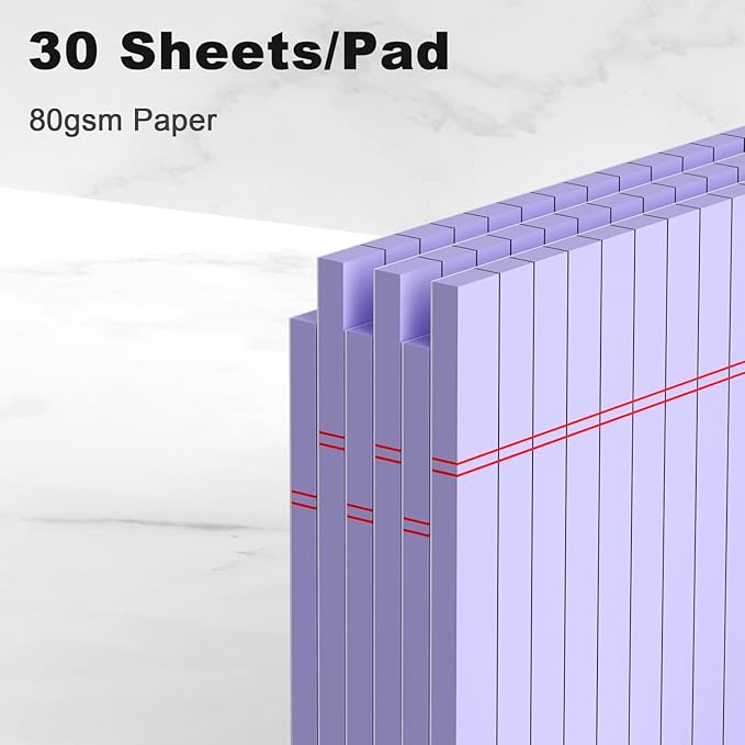 6pcs Small Legal Pad 5x8 College Ruled Purple Legal Pads Paper Notepads 6 Pack Study Back Writing Pads 5 x 8 Legal Pads Perforated Narrow Ruled Pads of Paper Purple