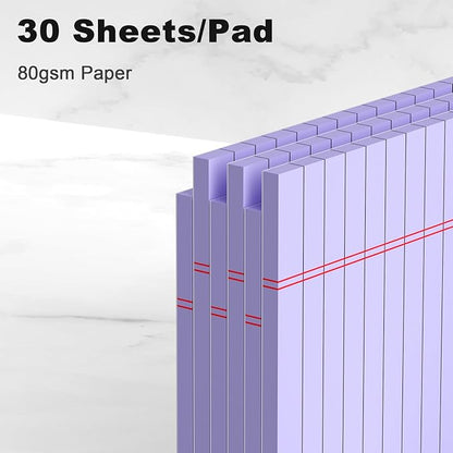 6pcs Small Legal Pad 5x8 College Ruled Purple Legal Pads Paper Notepads 6 Pack Study Back Writing Pads 5 x 8 Legal Pads Perforated Narrow Ruled Pads of Paper Purple