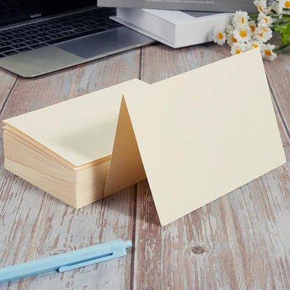 50 Pack Blank Cards Folded Cardstock Thank You Blank Greeting Cards for Invitations, Wedding, Greeting Cards, All Occasion DIY, 4x6 Folded Cards Cream