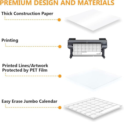 Dry Erase Laminated Super Jumbo Calendar 58"x42" white