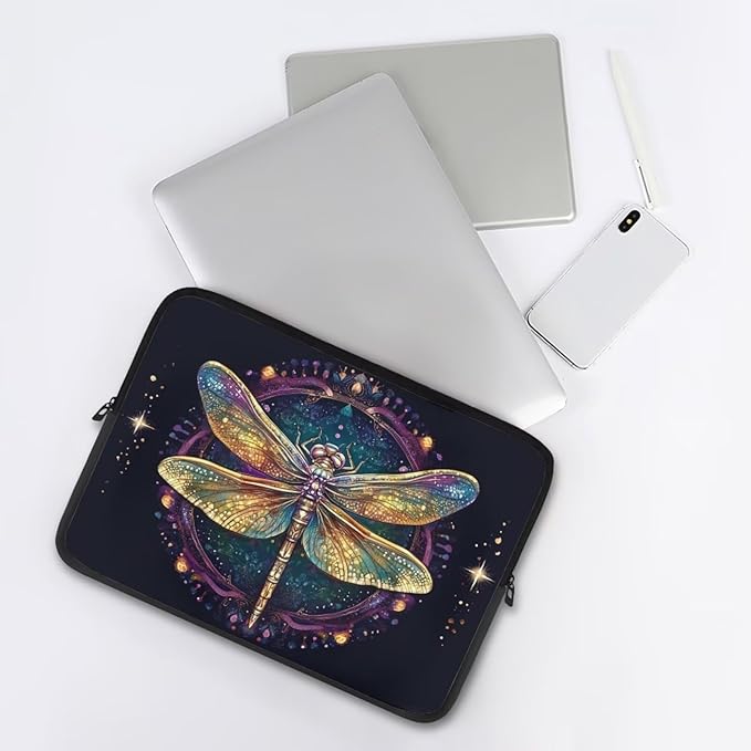Dragonfly Printed Computer Bags for Laptops for Women, Large Capacity Computer Carrying Cover Laptop Briefcase, 10 Inch Water Resistant Laptop Case Portable Computer Case Bag