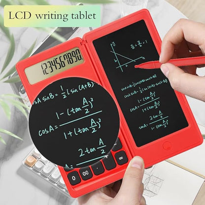 Desk Calculator, Desktop Small Calculator with Writing Notepad, Basic 4-Function Math Large Button Calculator, School Supplies for Kids, Middle/High School Students (Red)