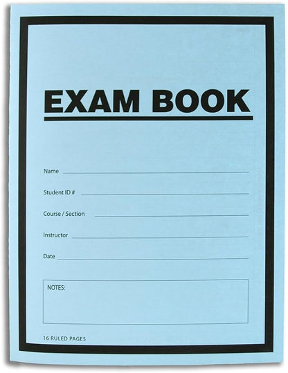 BookFactory Exam Blue Book/Blue Exam Book/Blue Test Book (25 Book Pack) (Ruled Format - 8.5" x 11" - 16 Numbered Pages) Saddle Stitched (LAB-016-7RSS (Exam Book) 25 Pack)