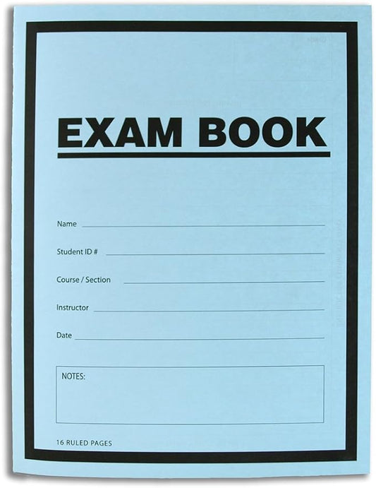 BookFactory Exam Blue Book/Blue Exam Book/Blue Test Book (10 Book Pack) (Ruled Format - 8.5" x 11" - 16 Numbered Pages) Saddle Stitched (LAB-016-7RSS (Exam Book) 10 PK)