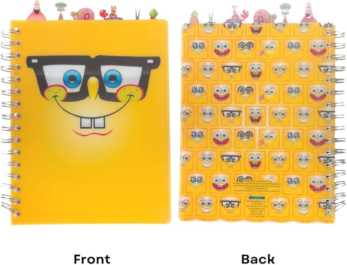 Innovative Designs Nickelodeon Spongebob Squarepants Tab Journal Notebook, Spiral Bound, 144 Lined Pages, 8 x 7 inches