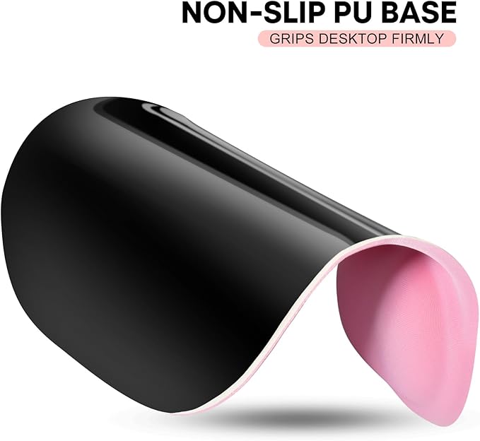 JIKIOU Mouse Pad, 2 Pack Ergonomic Mouse Pads with Comfortable Gel Wrist Rest Support and Lycra Cloth, Non-Slip PU Base for Easy Typing Pain Relief Durable and Easy to Clean Small Pink