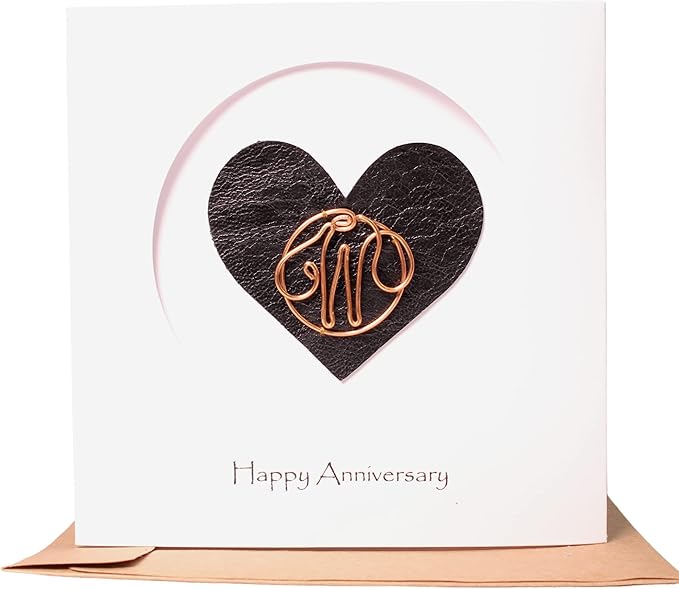 Personalized Initial Copper Card, Copper Initial, Anniversary Card for Her, Couple, Gift for Her (W)