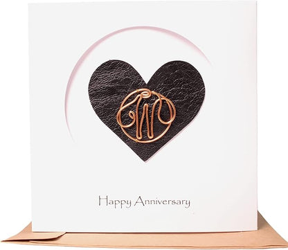 Personalized Initial Copper Card, Copper Initial, Anniversary Card for Her, Couple, Gift for Her (W)