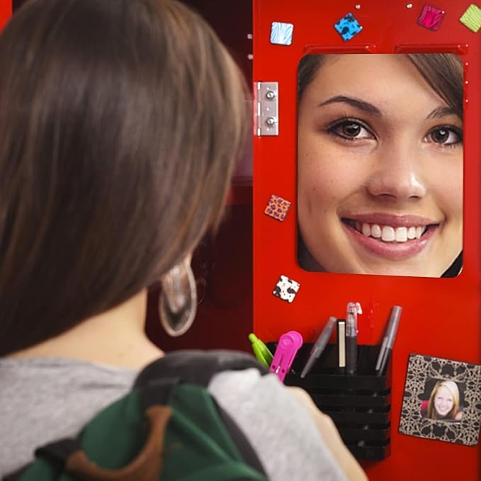 craftshou 2 Pieces Magnetic Locker Mirror Rectangular Locker Mirror Locker Magnetic Mirror for Home Office Cabinet School Locker Wall Mirror (4.3x4.3 Inch)