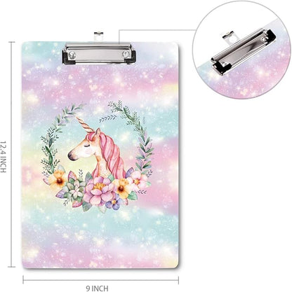 WAVEYU Cute Clipboard Hardboard for Kids Teens, Decorative Pink Clipboard with Low Profile Clip Chic Designed for Students Classroom School and Office Use, Cute(12.5"x9")