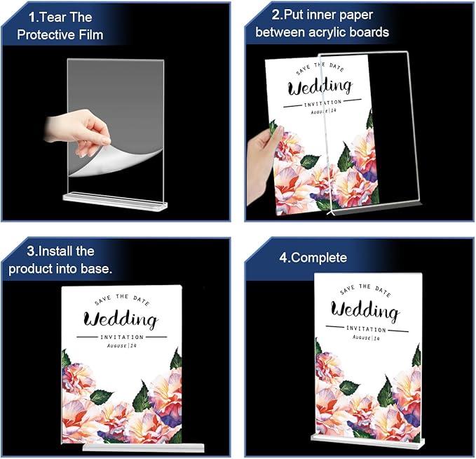 10 Pack Acrylic Sign Holder 8.5 X 11, Vertical T Shape Clear Plastic Sign Holder, Double Sided Clear Display Stand Table Top Sign Paper Holder, Sign Holder Suitable for Office, Store