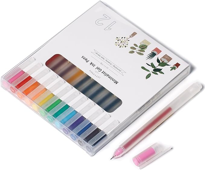 Colored Pens for Note Taking,0.38mm Ultra Fine Point 12 Multicolor Pen for Journaling Writing Drawing Coloring Planner Calendar,12 Count