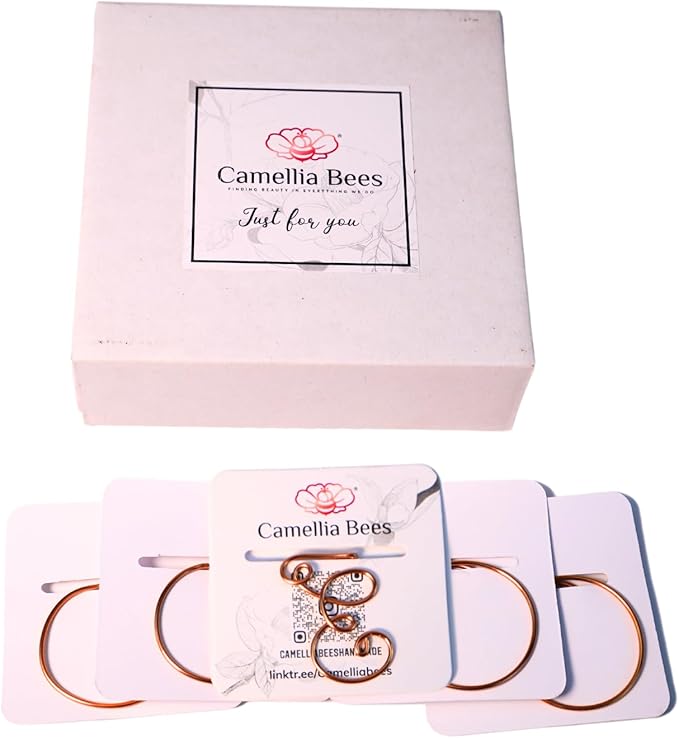 Personalized Initial Copper Bookmark, Set of 5, Handmade Copper Gift for Her, Him, couple on birthday, wedding anniversary, Alphabet Bookmark (E)