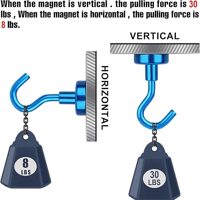 DIYMAG Magnetic Hooks, 25Lbs Strong Heavy Duty Cruise Magnet S-Hooks for Classroom, Fridge, Hanging, Cabins, Grill, Kitchen, Garage, Workplace and Office etc, (20 Pack-Blue)