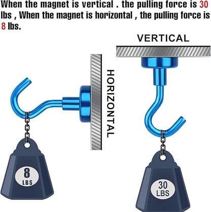 DIYMAG Magnetic Hooks, 25Lbs Strong Heavy Duty Cruise Magnet S-Hooks for Classroom, Fridge, Hanging, Cabins, Grill, Kitchen, Garage, Workplace and Office etc, (20 Pack-Blue)