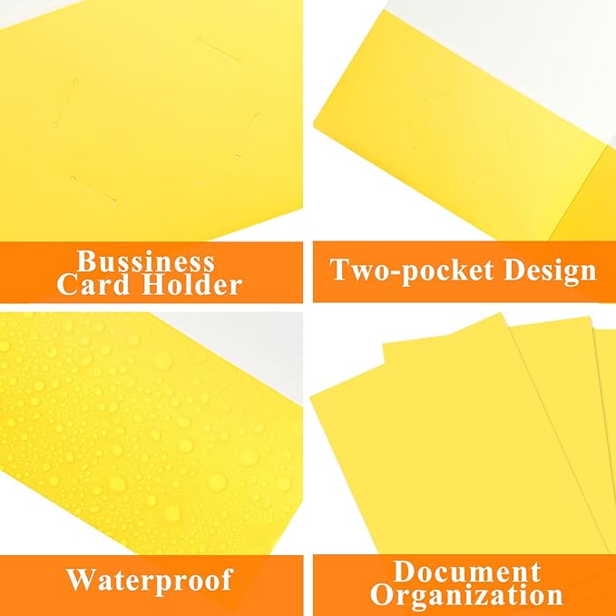 50Pcs Yollow Folders with Pockets -2 Pocket Folders,Pocket Folders for Documents,Cute Paper Folders for Filing Cabinet, School,Office,Resume Portfolio
