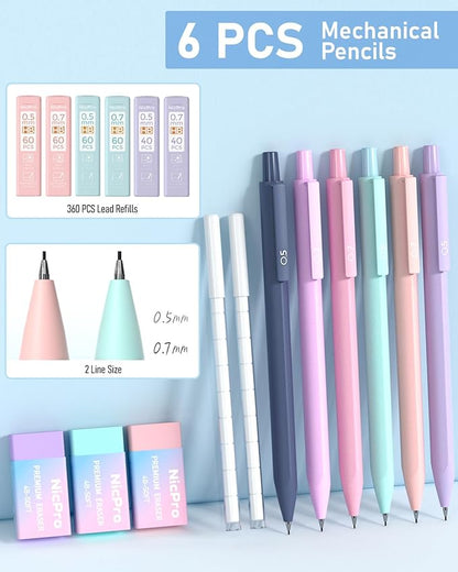 Nicpro 84 PCS Aesthetic Book Annotation Kit with Pen Case, 12 Dual Highlighters, 5 Gel Pens, 6 Mechanical Pencil, 2 Markers 1200PCS Transparent Sticky Notes and Tabs for Bible Study Student Stationary