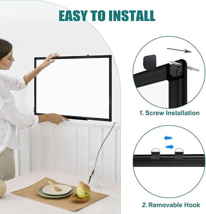 Double Sided Magnetic White Board，36"x24" Dry Erase Whiteboard for Wall with Black Aluminum Frame Presentation Board for School, Office and Home