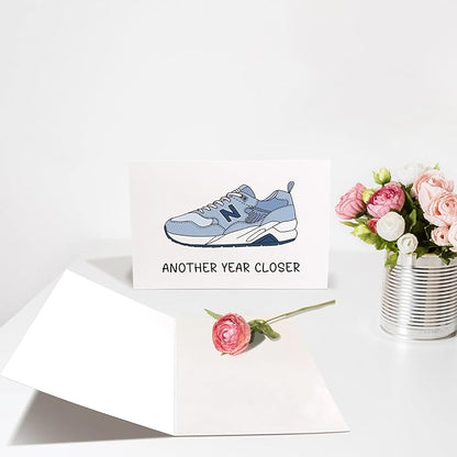 Chenive Funny Old Man Shoes Birthday Card, Humorous Birthday Card for Men, Getting Older Birthday Card for Dad Husband Boyfriend Friends, Another Year Closer Card