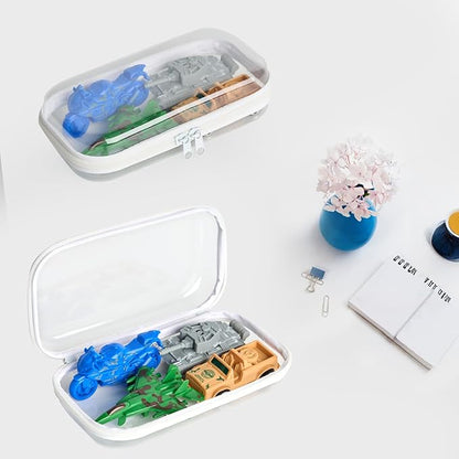 Bliss Bins Set of 2 - Hard Sided Clear Zipper Case for Storage - Professional-Grade Plastic Hard Shell Zippered Organizers, Cosmetic Bag, Snack Bins