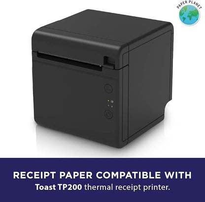 Thermal Paper for Toast POS (Toast TP200 Thermal Printer) by Paper Planet | Credit Card Machine Receipt Paper for Toast TP200 Terminal Printer | 20 Rolls