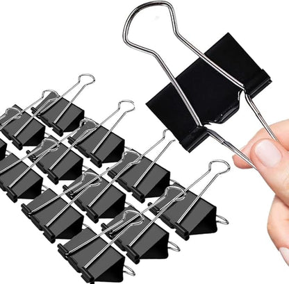 Extra Large Binder Clips, 12 Pack, 2.4 Inch, Standard 60mm, Black, Large Binder Paper Clips, Fold Clamp, Extra Large Size, Jumbo Paper Clips, Office Clips, with Storage Container