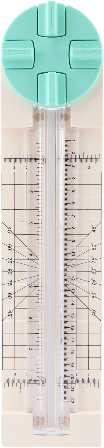 Paper Cutter,4-in-1 Paper Trimmer,Photo Cutter,Multi-Function Scrapbooking Tool with Dial Blades of Straight,Wave,Perforated,Creasing for Cutting Paper,Coupons,Postcards,Card