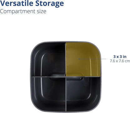 BLUE GINKGO Stackable Organizer Caddy – Korean-Made Portable Tote for Bathroom, Office, Crafts, or School Supplies (Square, Gray)