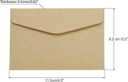 PATIKIL Mini Envelopes, 100 Pack Paper Blank Small Items Storage Business Card Holder for Greeting Note Party, Brown