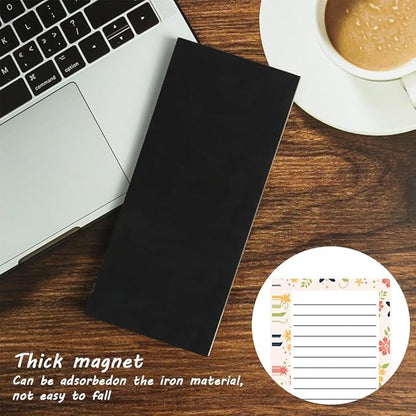 4 Pack Magnetic Notepads for Refrigerator, Full Magnet Back Design Magnetic Memo Pads, 50 Sheets Per Note Pads To-Do List, Shopping List (Floral Style)