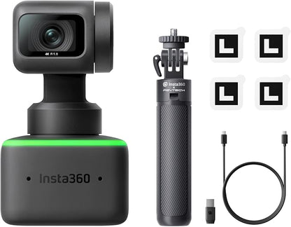 Insta360 Link - PTZ 4K Webcam with 1/2" Sensor, AI Tracking, Gesture Control, HDR, Noise-Canceling Microphones, Specialized Modes, Webcam for Laptop, Live Streaming, Zoom Certified