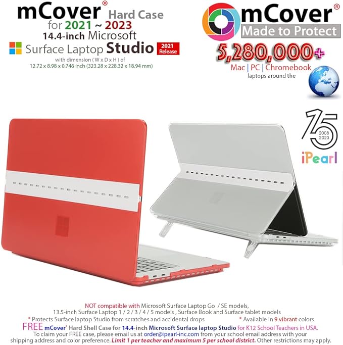 mCover Case ONLY Compatible for 2021-2023 14.4" Microsoft Surface Laptop Studio Notebook Computer - Pink