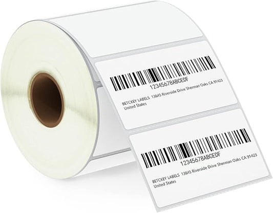 BETCKEY - 3" x 1.5" (76 mm x 38 mm) Barcode Shipping & Address Labels Compatible with Zebra & Rollo Label Printer,Premium Adhesive & Perforated [1 Rolls, 950 Labels]