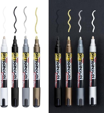 TRANSON 4 Colors Paint Markers for Fabric Rock Craft Diy Painting Medium Tip Oil Based Waterproof