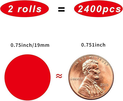 Dot Stickers,Pack of 2400 Round Color Coding Circle Dots Stickers Labels (3/4",Red)