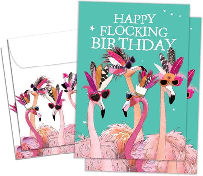 Tree-Free Greetings - Birthday Cards - Artful Designs - 2 Cards + Matching Envelopes - Made in USA - 100% Recycled Paper - 5 x 7 - Flocking Birthday (GT61243)