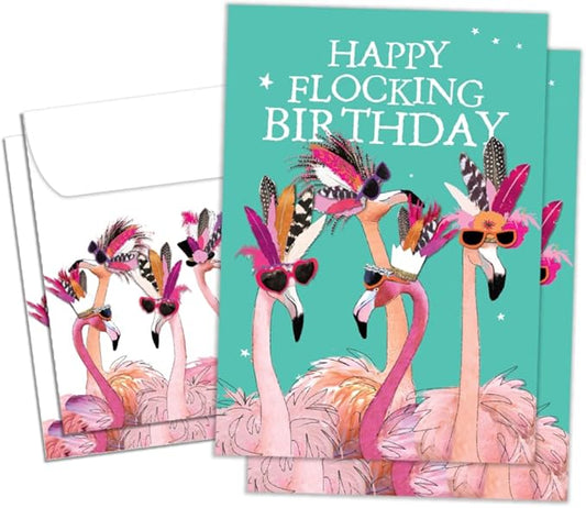 Tree-Free Greetings - Birthday Cards - Artful Designs - 2 Cards + Matching Envelopes - Made in USA - 100% Recycled Paper - 5 x 7 - Flocking Birthday (GT61243)
