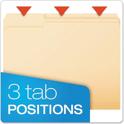 Pendaflex File Folders, Letter Size, 1/3 Cut, Manila, 100 per Box (752 1/3)