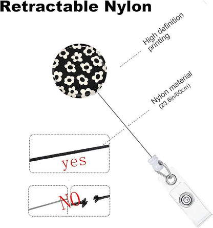 Flower Badge Reels Holder Retractable with ID Clip for Nurse Name Tag Card Nursing for Doctor Teacher Student Employee Office Medical Work 2